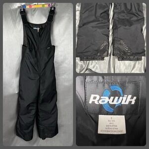 Rawik Youth Size 7 Black Snow Ski Snowboard Bib Overalls Insulated Winter Pants